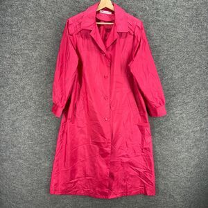 Lindsey Blake Trench Women L Large Pink Maxi Button Collared Long Sleeve Pockets